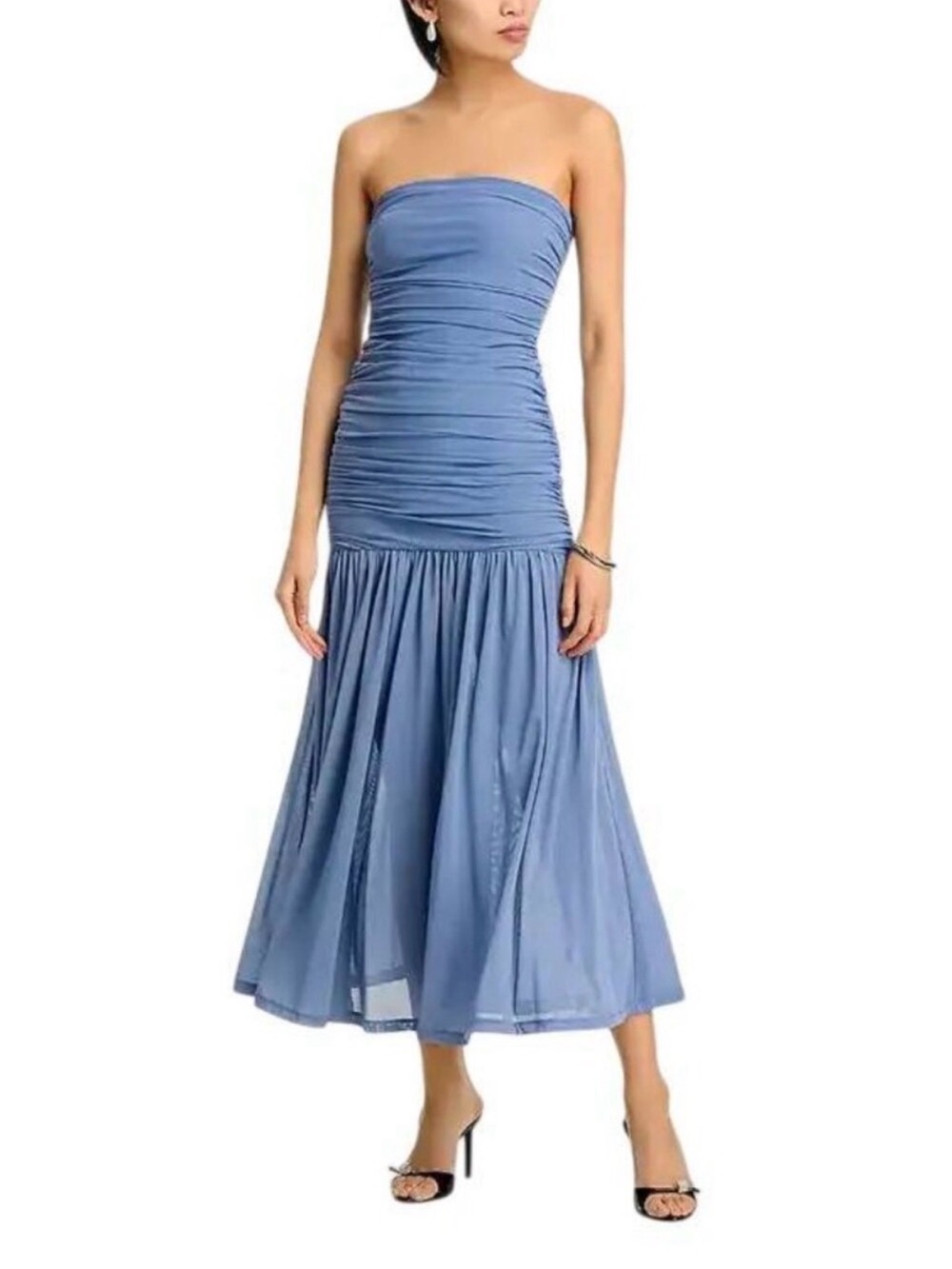 NWT Bardot Solana Mesh Maxi Dress Dusty Blue Size US 4 S